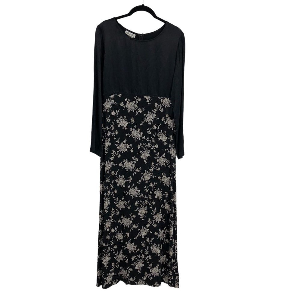 Innovare Black floral Maxi dress with  Long sleeve size 8